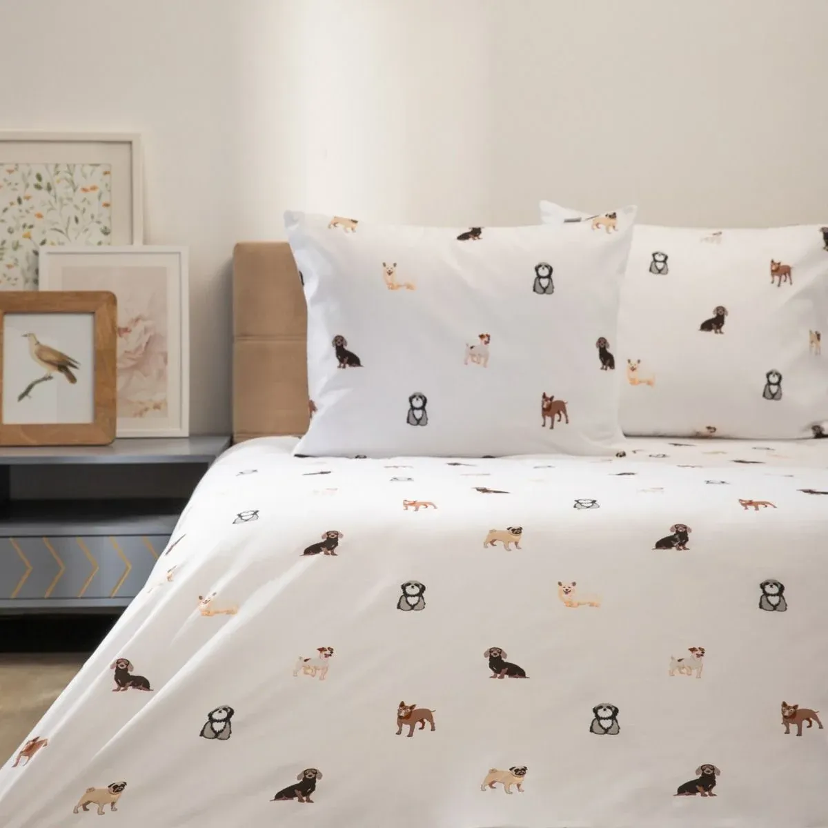 Pościel CANE z mikrofibry w pieski 220x200   2*50x60 cm