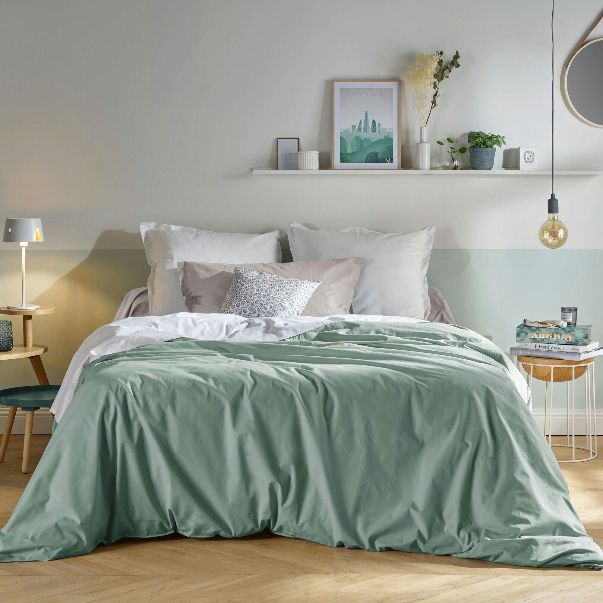 FIL & SENS - Housse de couette en coton Bio céladon 140 x 200 cm