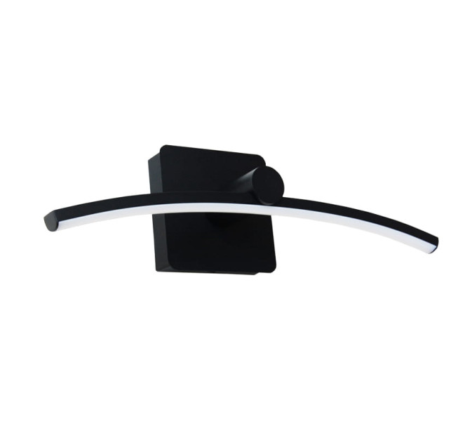 Kinkiet LED czarny nad okragłe lustro 40 cm