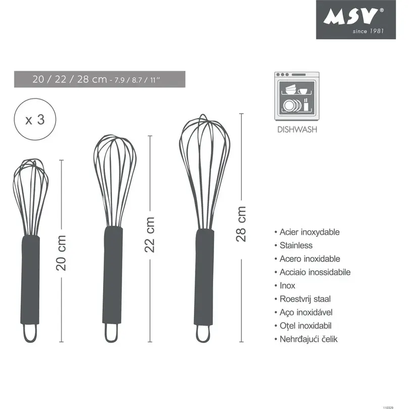Schneebesen 3-teilig MSV