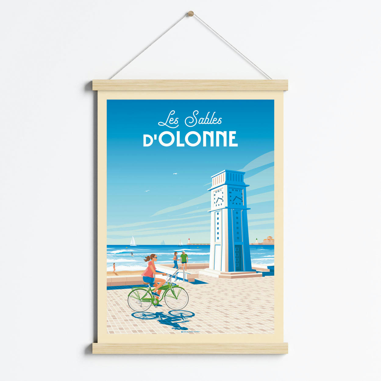 - Affiche Les Sables d'Olonne + Cadre Magnétique (Bois) 50x70 cm