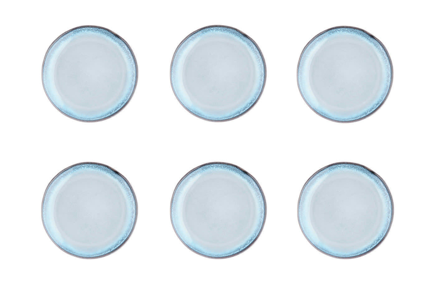 GENESIS - Lot de 6 assiettes à dessert en grès bleu D20,5