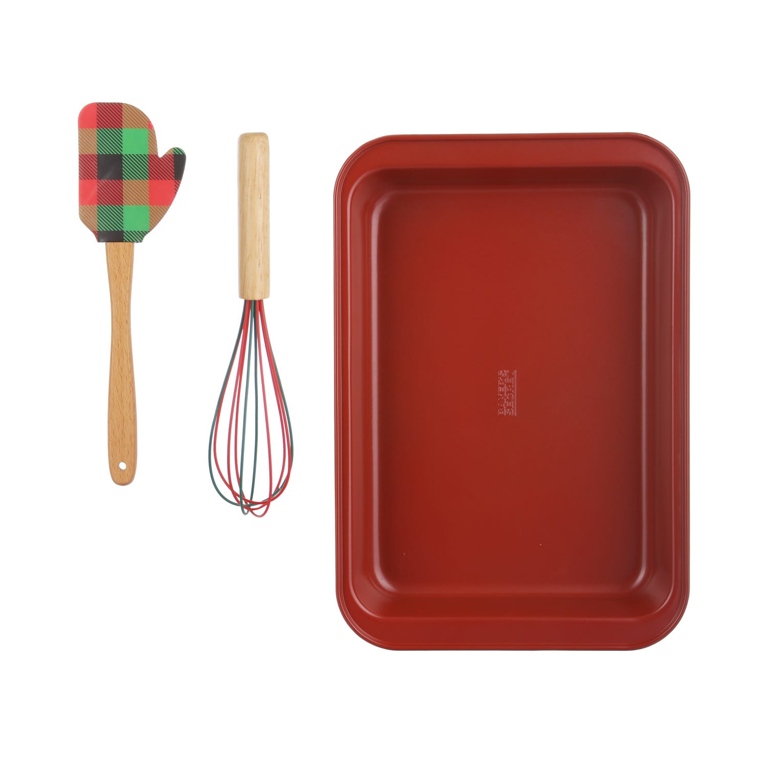 Set natalizio teglia rossa con spatola e frusta