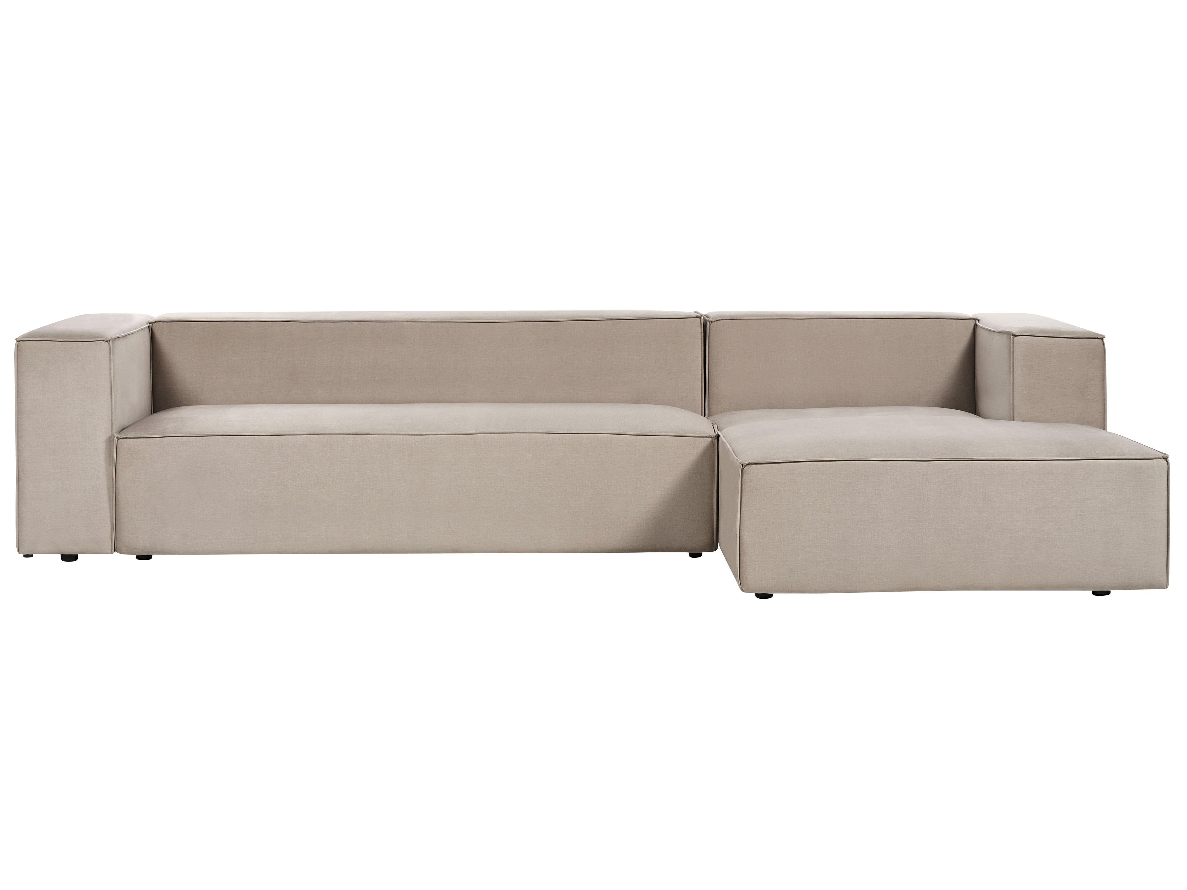 Corner Sofa 3 Seater VERNON Velvet Taupe Right Hand