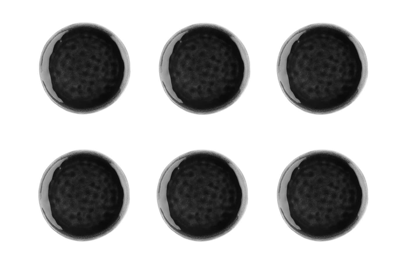 MOON - Lot de 6 assiettes à dessert en grès noir D21