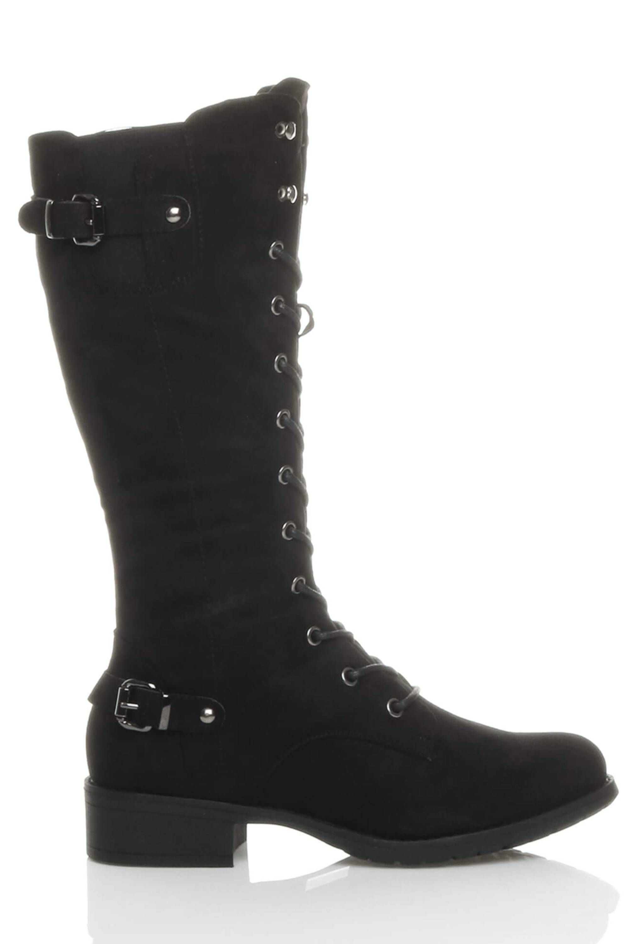 AJVANI Lace Up Calf Military Calf Boots