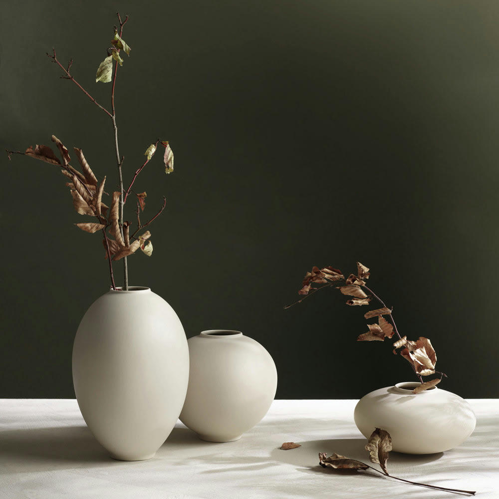 Mara - Vase oblong en céramique naturelle diam 18cm