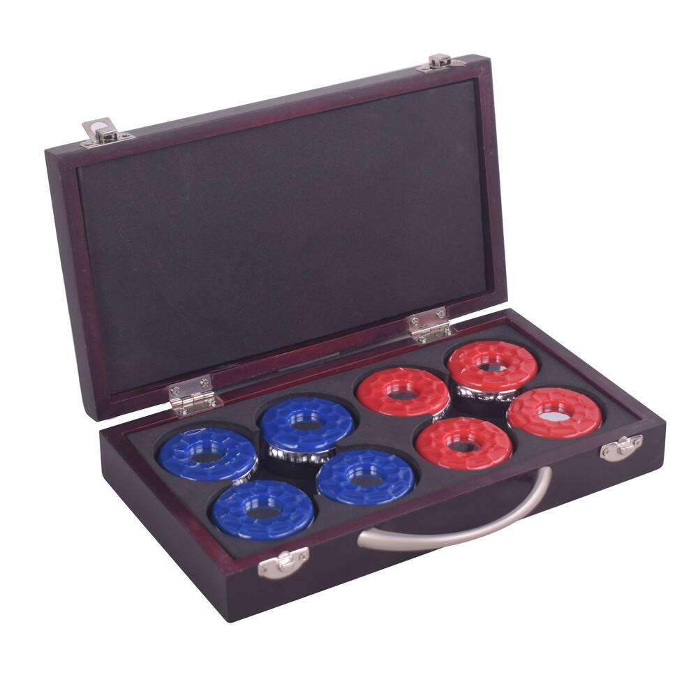 Hathaway Games Shuffleboard Pucks with Wooden Storage Case, 8-pk