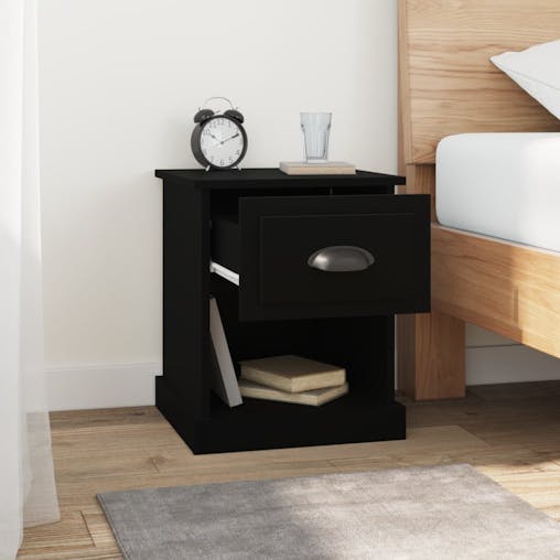 NNEVL Bedside Cabinet Black 39x39x47.5 cm Engineered Wood