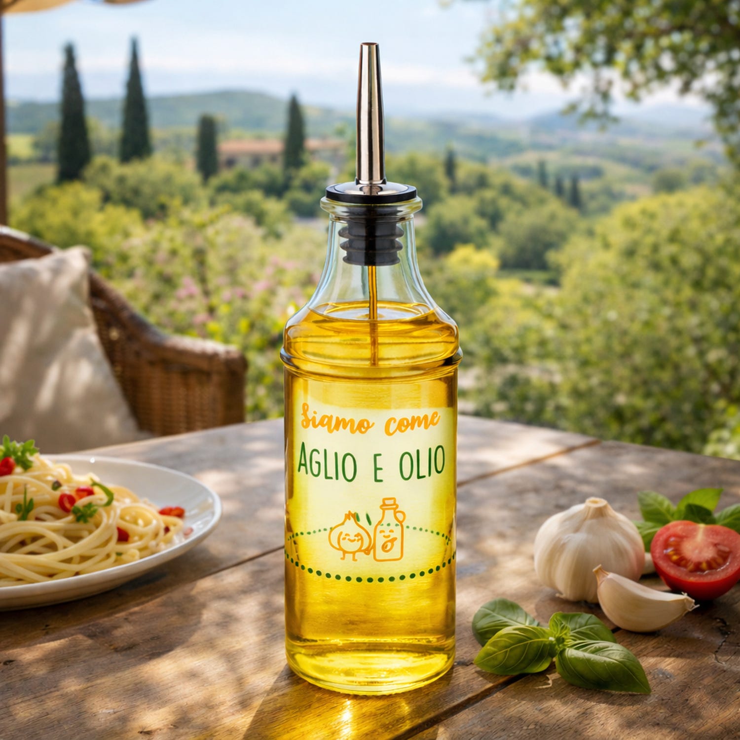Oliera con beccuccio vetro 400 ml Aglio e olio Color Bloom