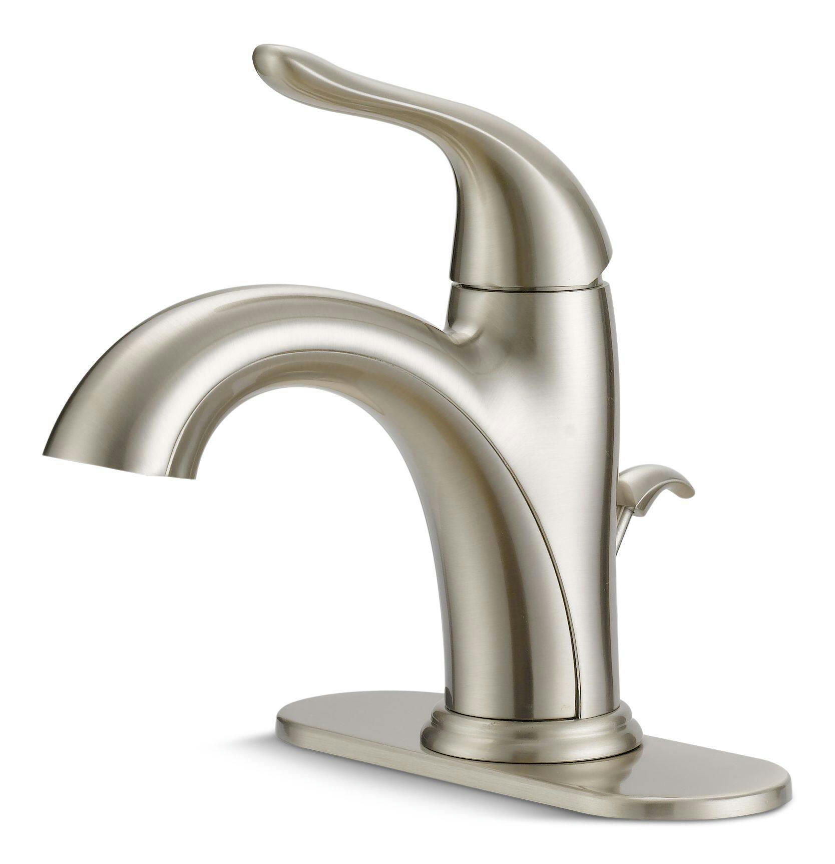 Danze Mystic Single Handle Single Hole 4-in Centerset Bathroom Sink Faucet with Pop-Up Drain, Brushed Nickel