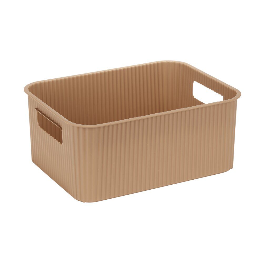 Panière de rangement 10L rectangulaire plastique marron 35x26,5xH12,5cm