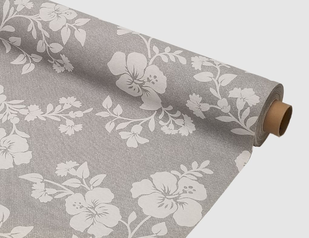 Tischdecke Blumen Grau