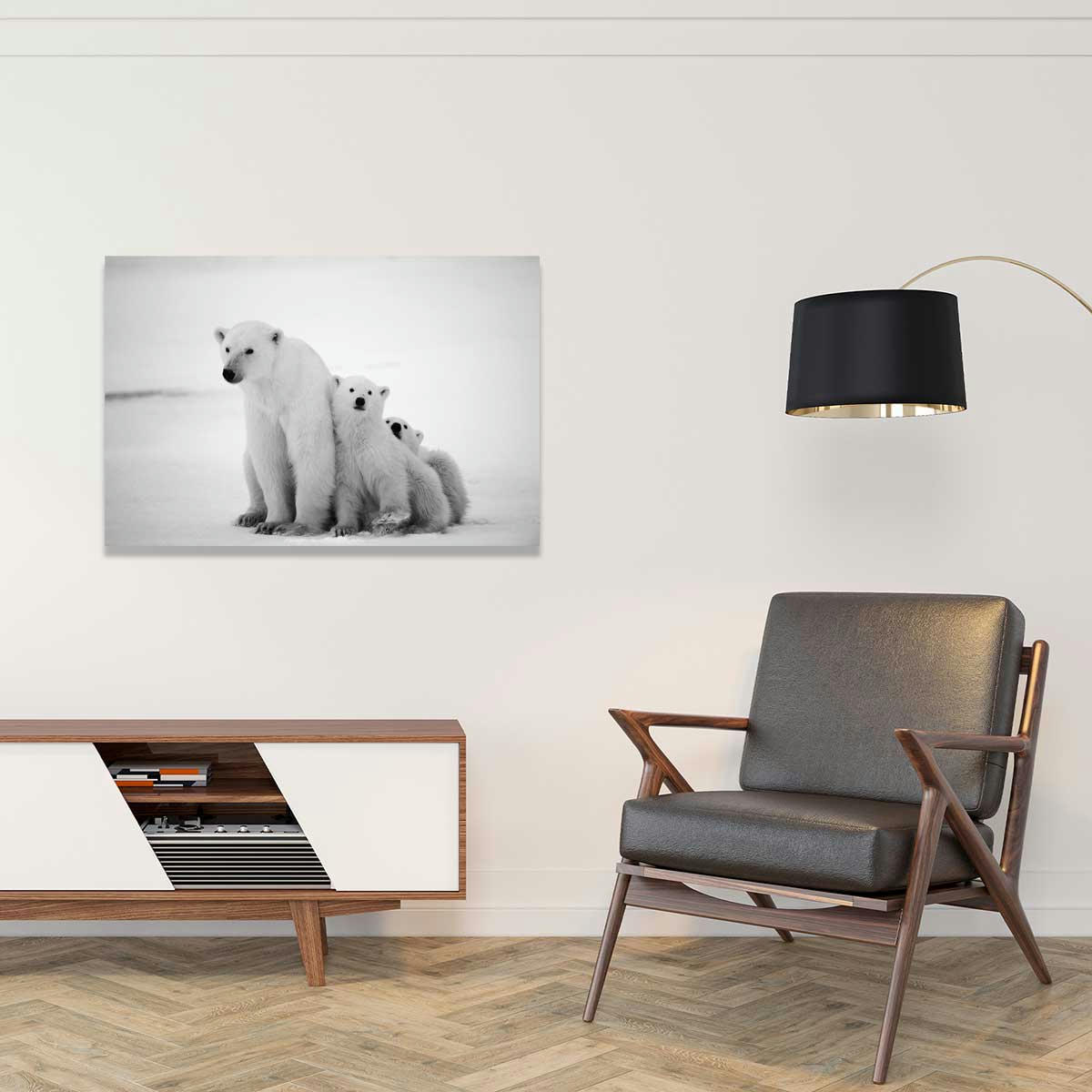 - Tableau animaux family polar bear toile imprimée 120x80cm