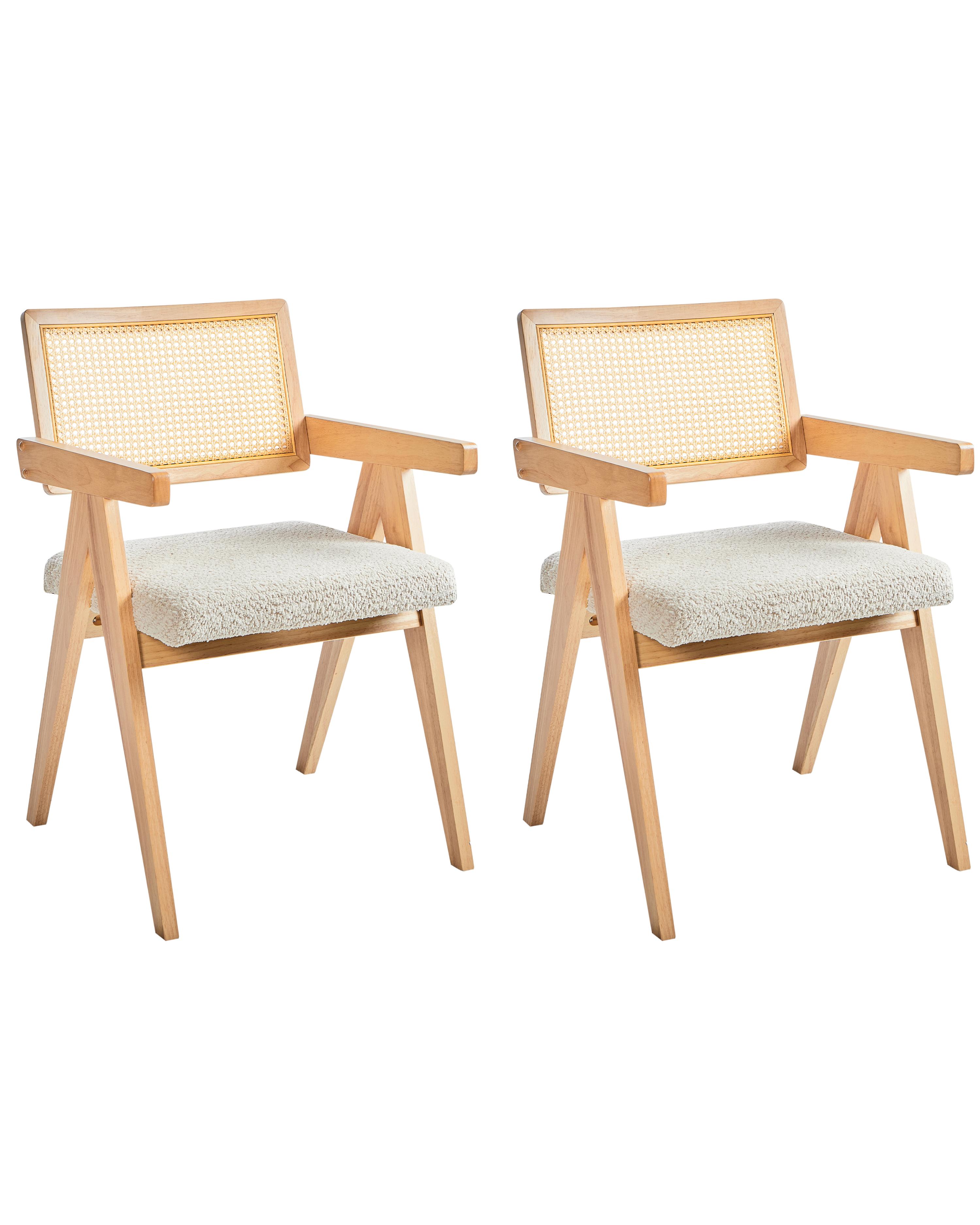 Set of 2 Dining Chairs AVA Wood Light Brown/ Beige