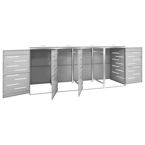 NNEVL Quadruple Wheelie Bin Shed 276.5x77.5x115.5 cm Stainless Steel