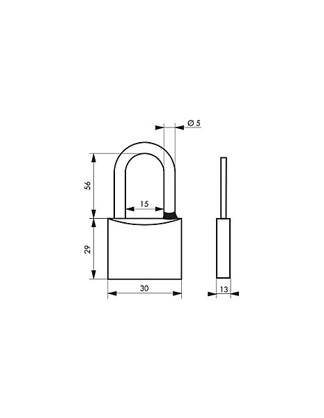 Cadenas à clé Type 1, laiton, extérieur, anse 1/2 inox, 35mm, 2 clés - THIRARD