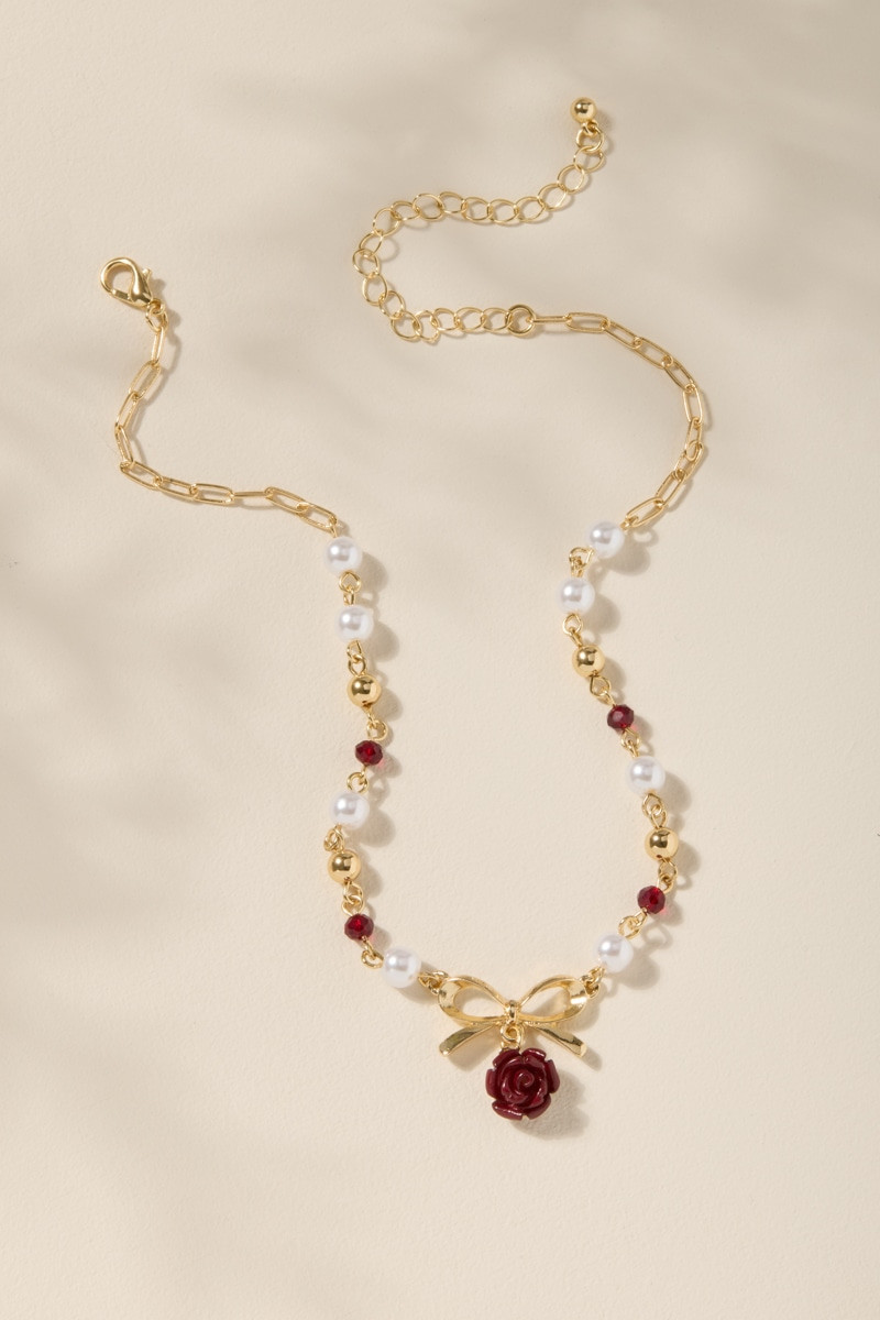 Eva Rose Bow Strand Choker Necklace