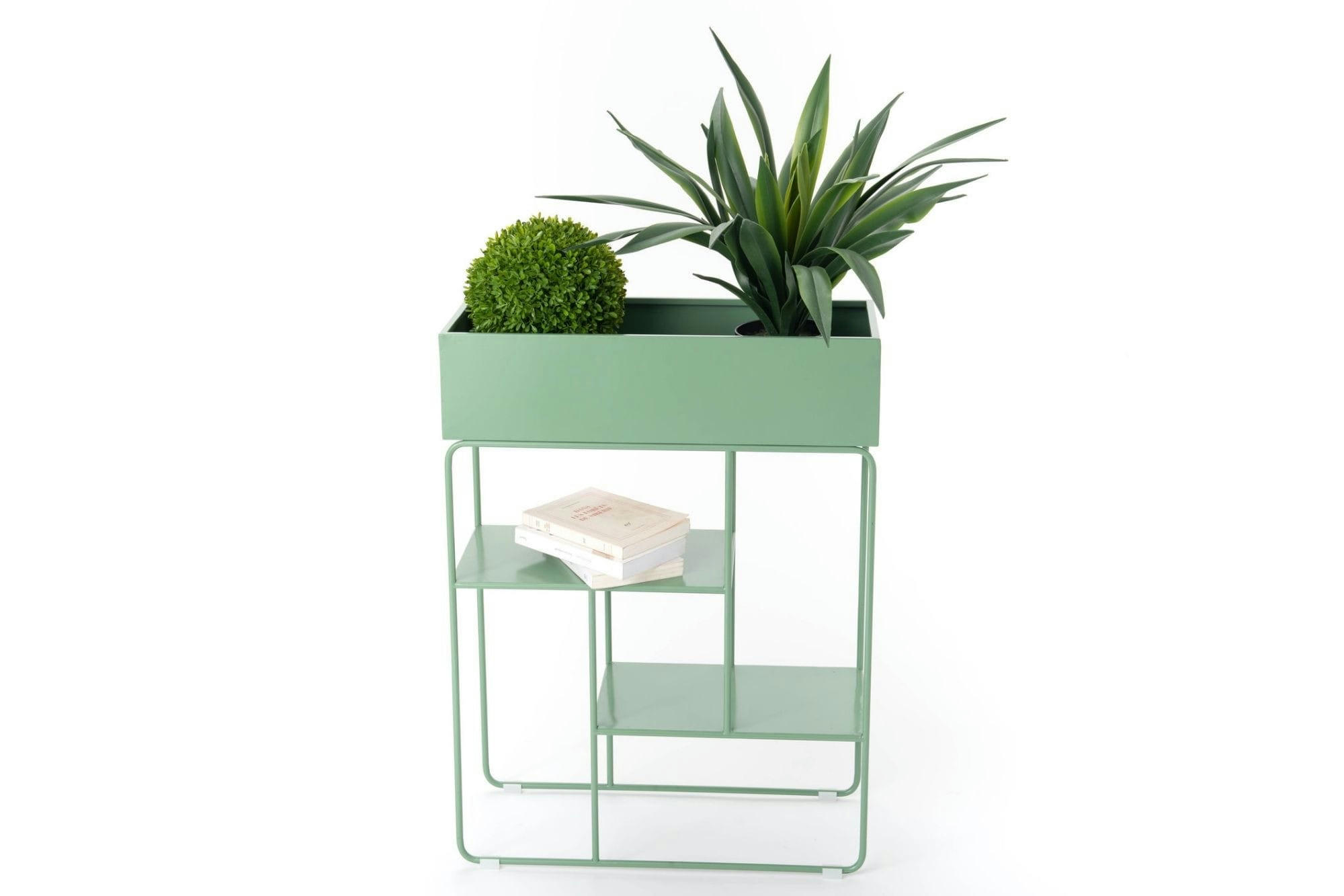 MENTHE - Console jardinière en métal vert