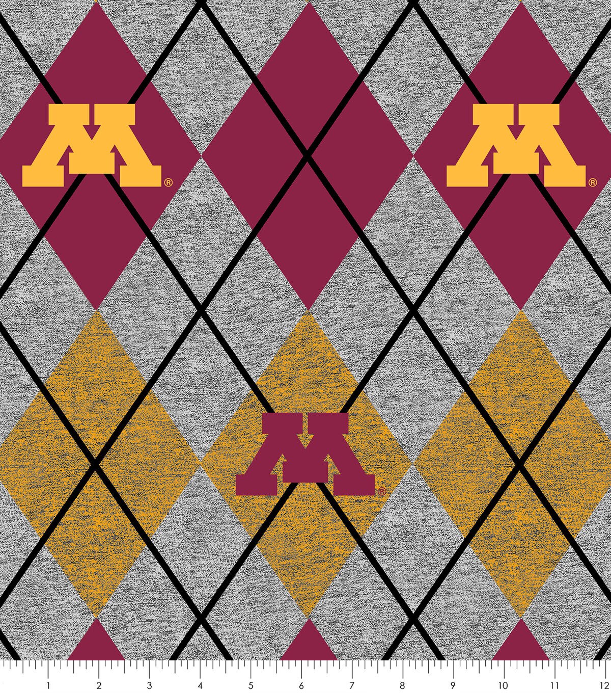 Minnesota College Fleece Fabric Heather Argyle