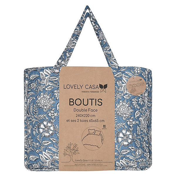 Boutis 240x220 avec 2 taies et sac Julianne bleu
