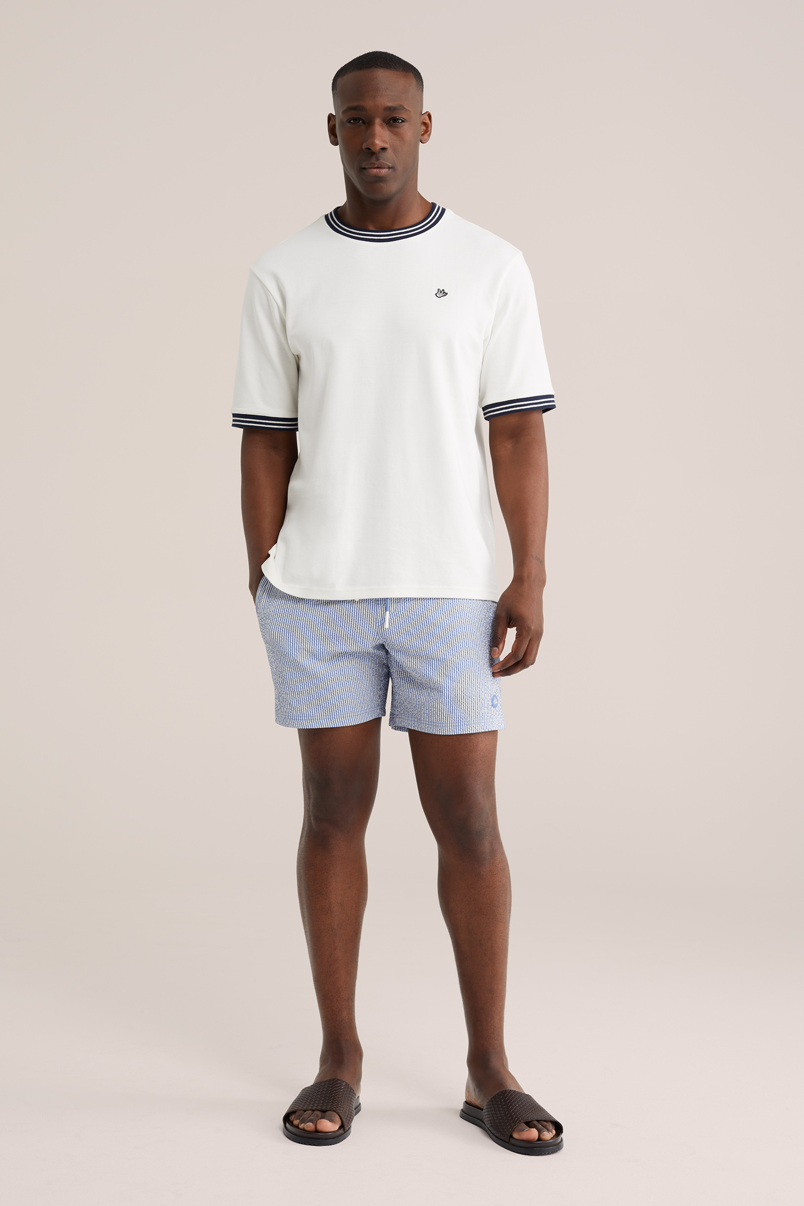 Heren seersucker zwembroek met streep