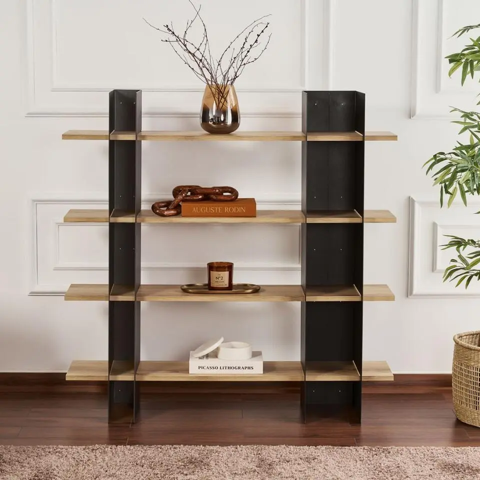 KATE Rek met metalen frame en planken - Taupe - 31x120x120 cm