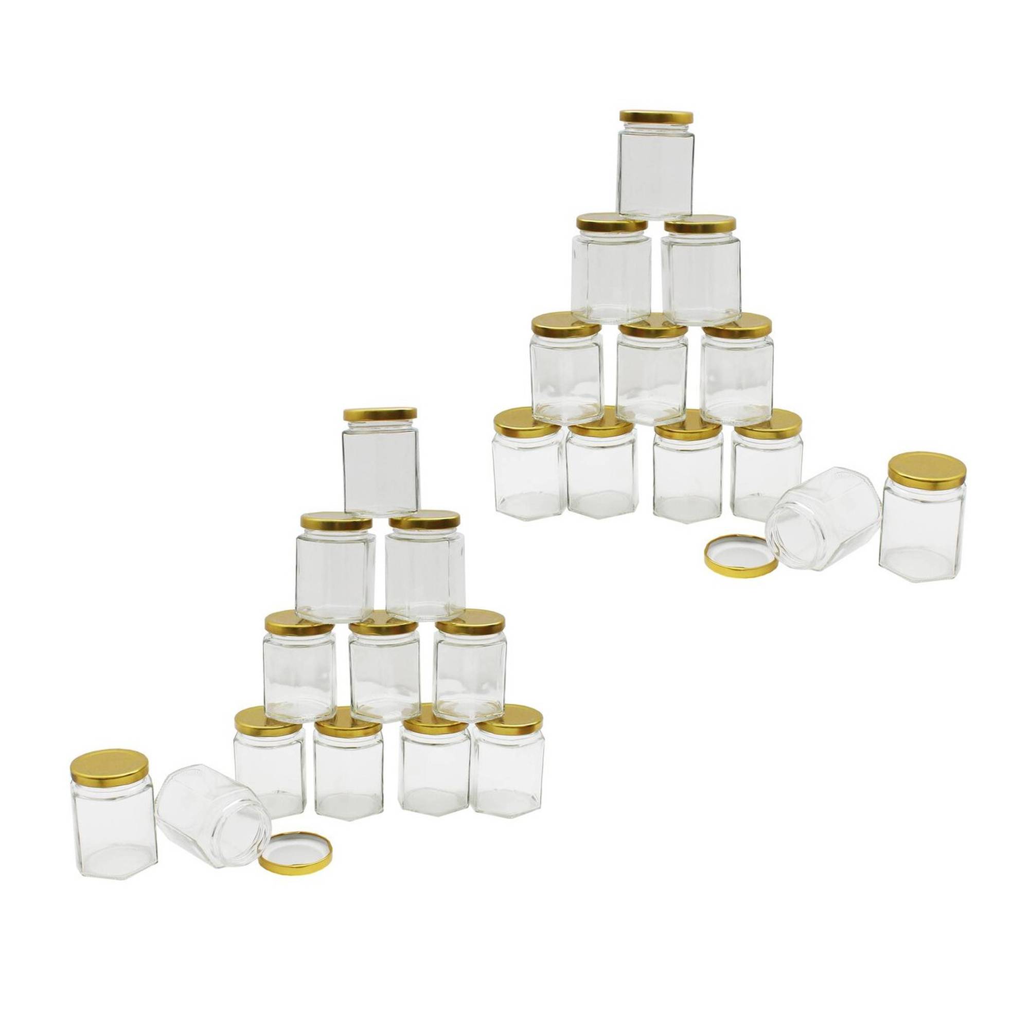 Clear Hexagonal Glass Jar 190ml 24 Pack Bundle