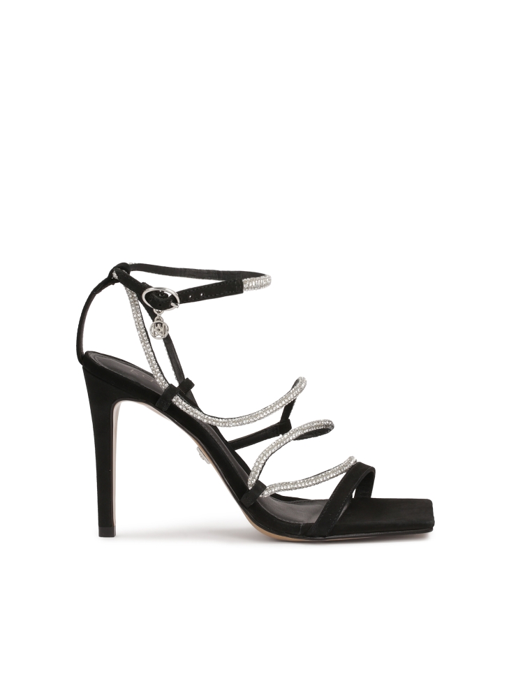 Nubuck sandals with a shiny strap
