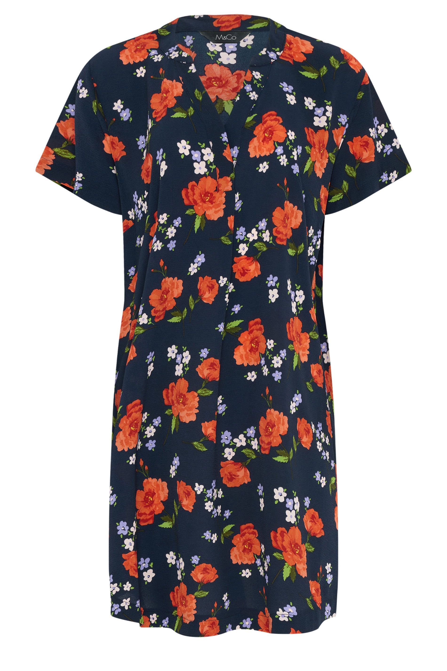 M&Co Floral Notch Neck Mini Dress