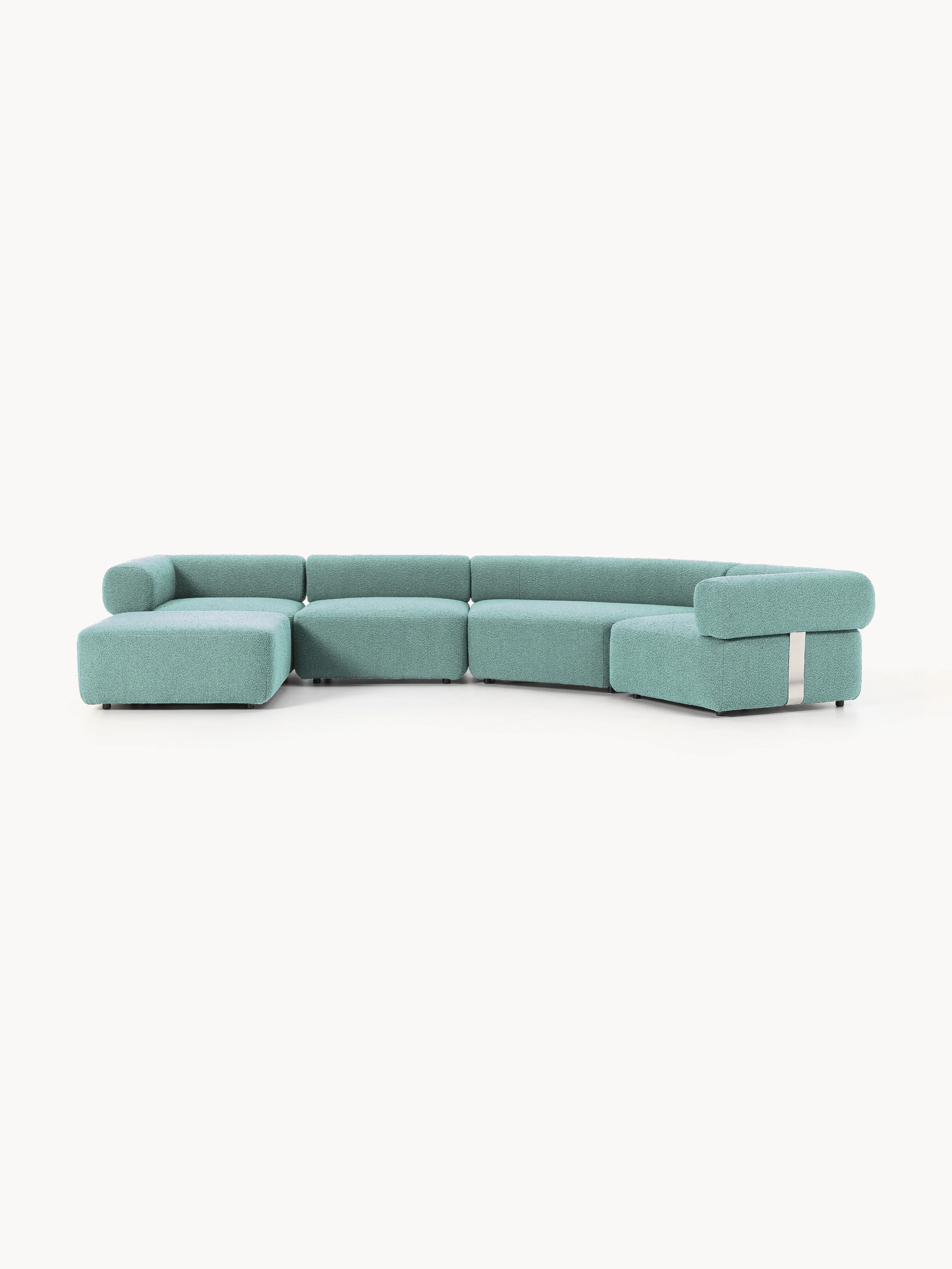 Großes modulares Bouclé-Sofa Anton mit Hocker (links/rechts)
