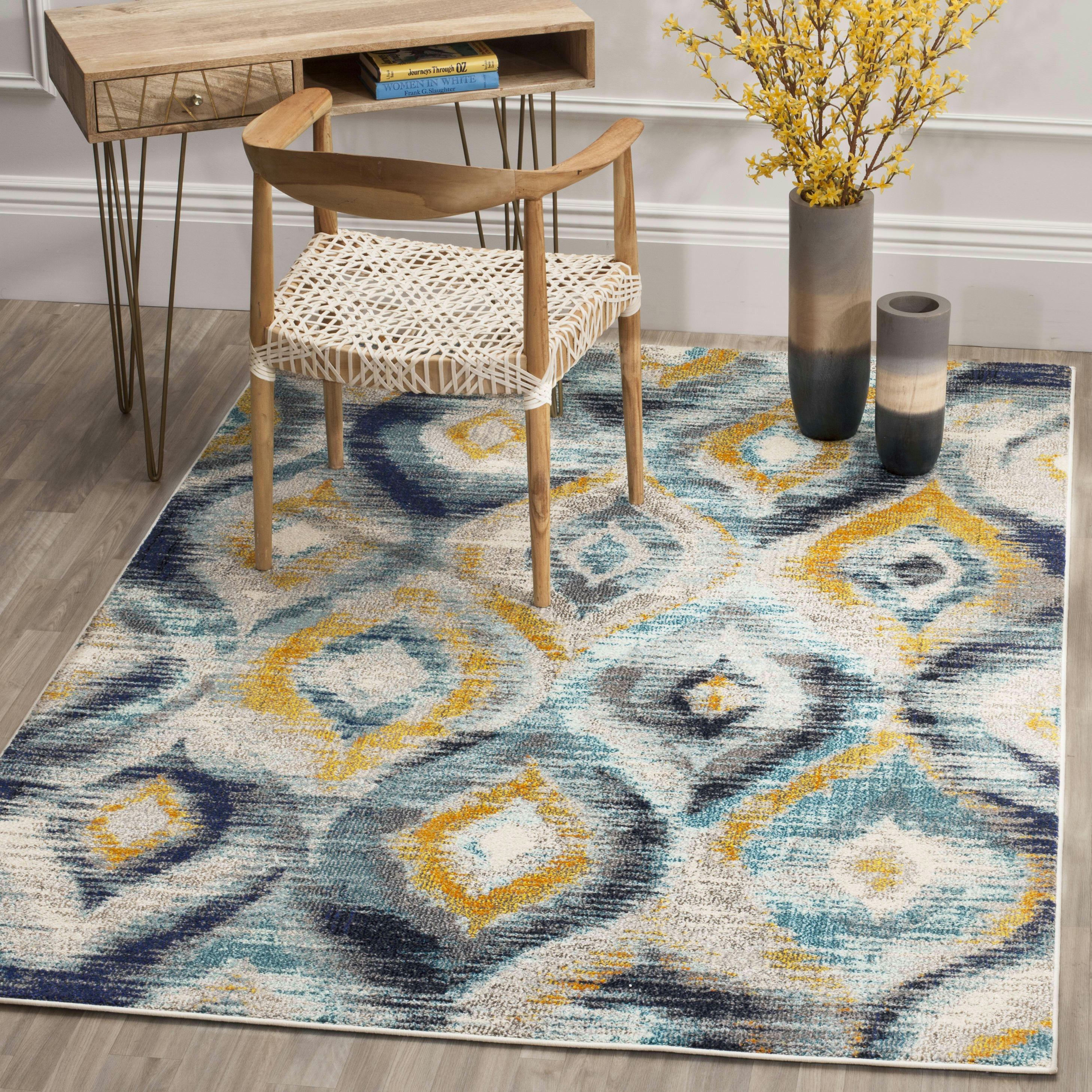 MONACO - Tapis de salon interieur en bleu & multicolore, 155 x 231 cm