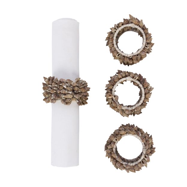 ARGOLA PARA GUARDANAPO CONJUNTO COM 4 PEÇAS CONCHAS