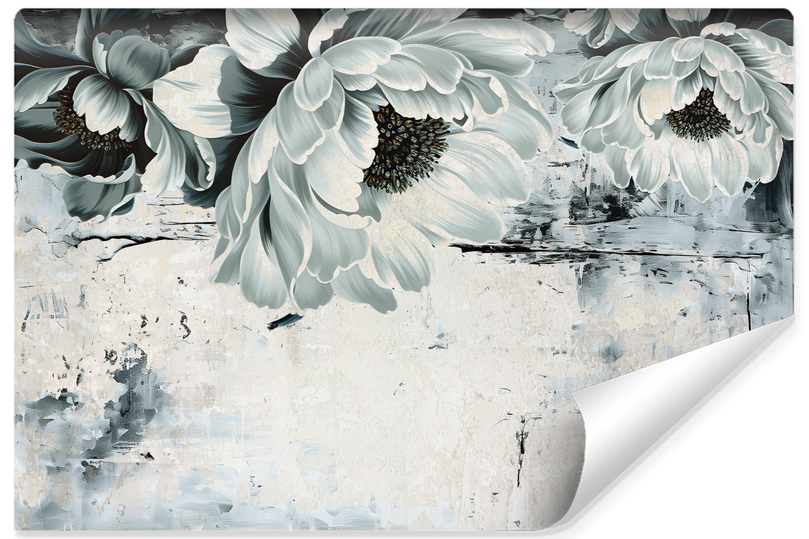 Fototapeta Duże Abstrakcyjne Kwiaty Na Betonie 90x60cm