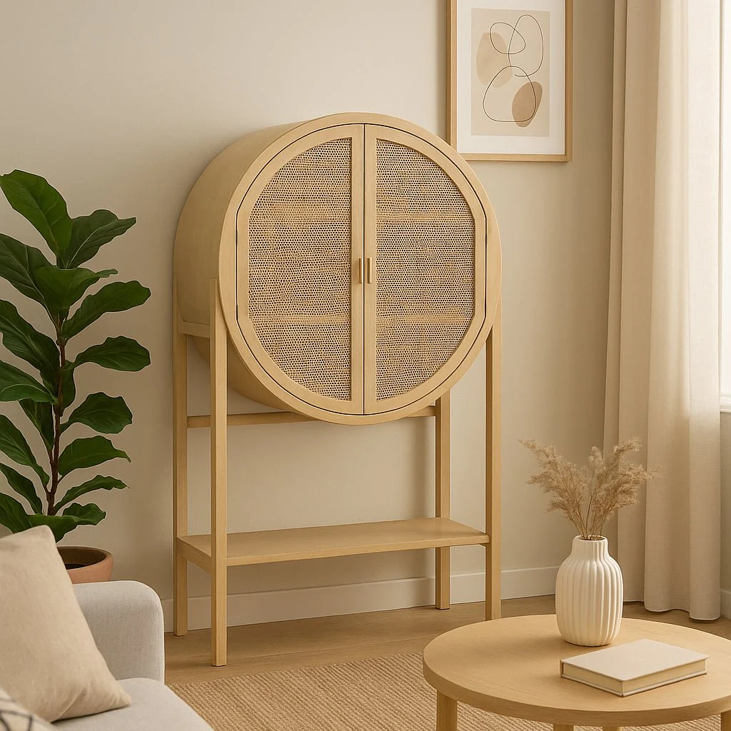 Aparador com Rattan 90x40x160 ZUMA