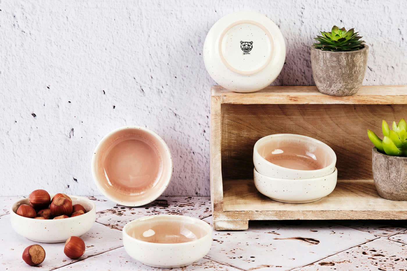 OXYGEN - Lot de 6 petits bols en grès rose D9