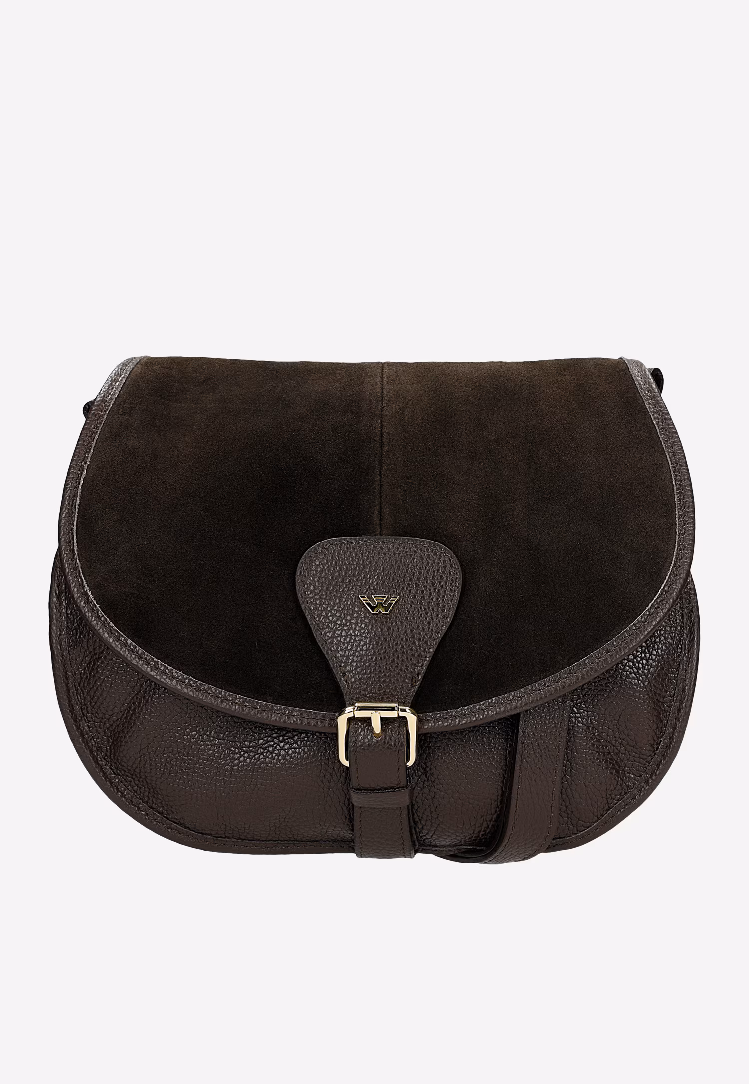 Mała brązowa torebka crossbody z łączonych skór