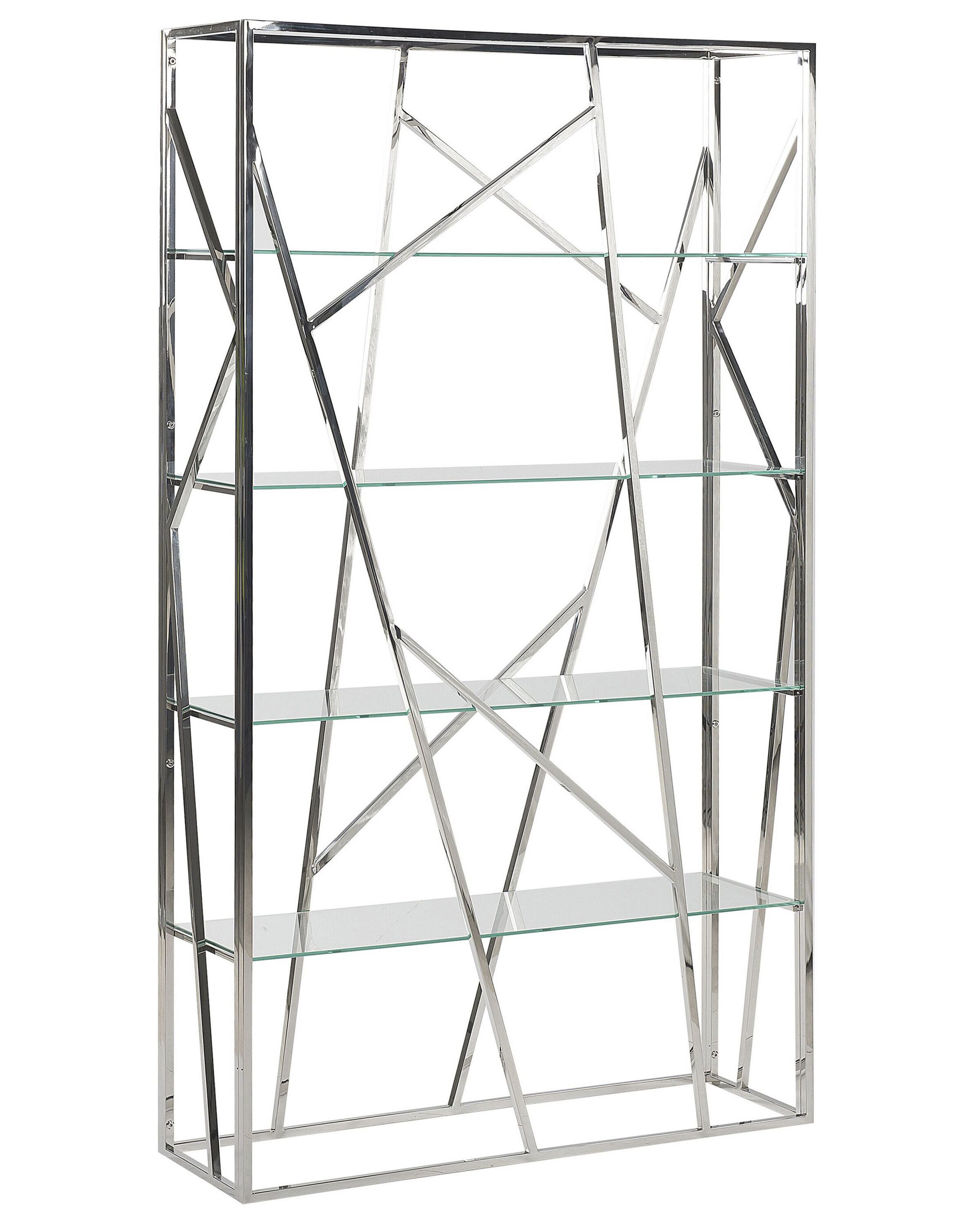 Regał książki 4 półki 32 cm srebrny