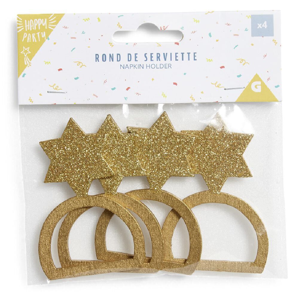 Rond serviette étoile bois doré x6