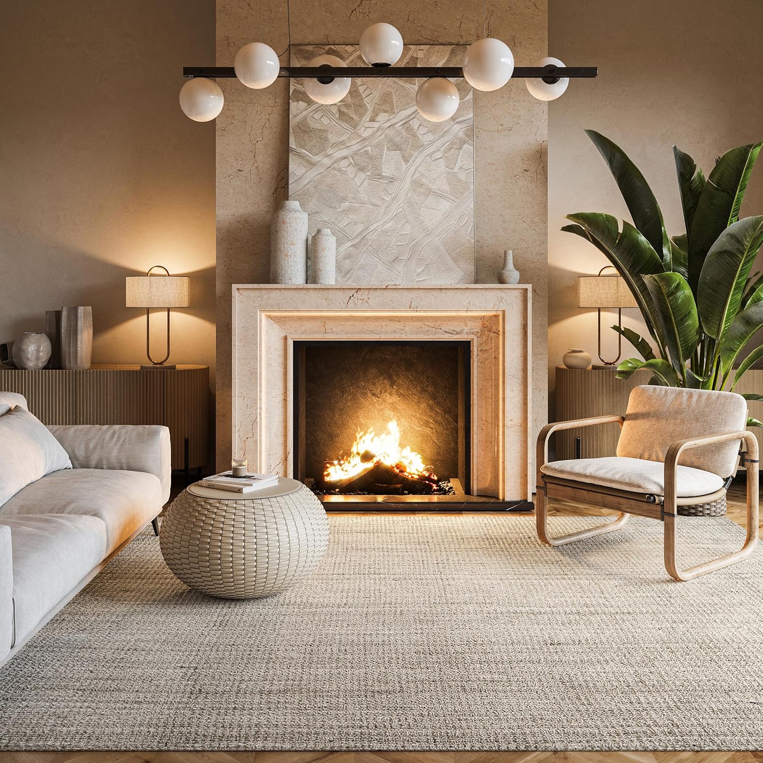 nuLOOM Ashli Solid Farmhouse Jute Area Rug, 11'6 x 14'6, Off-White