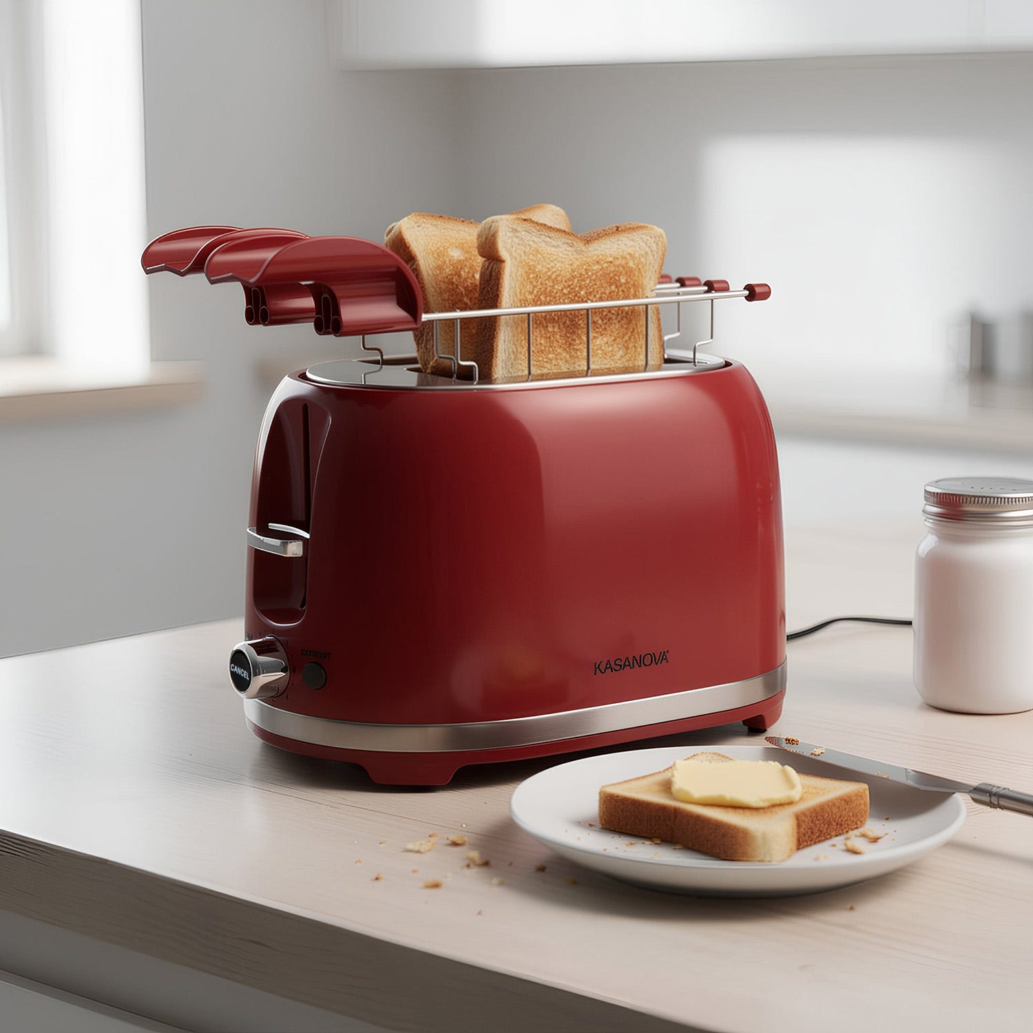 Tostapane 2 fette 7 livelli di tostatura 850 W rosso