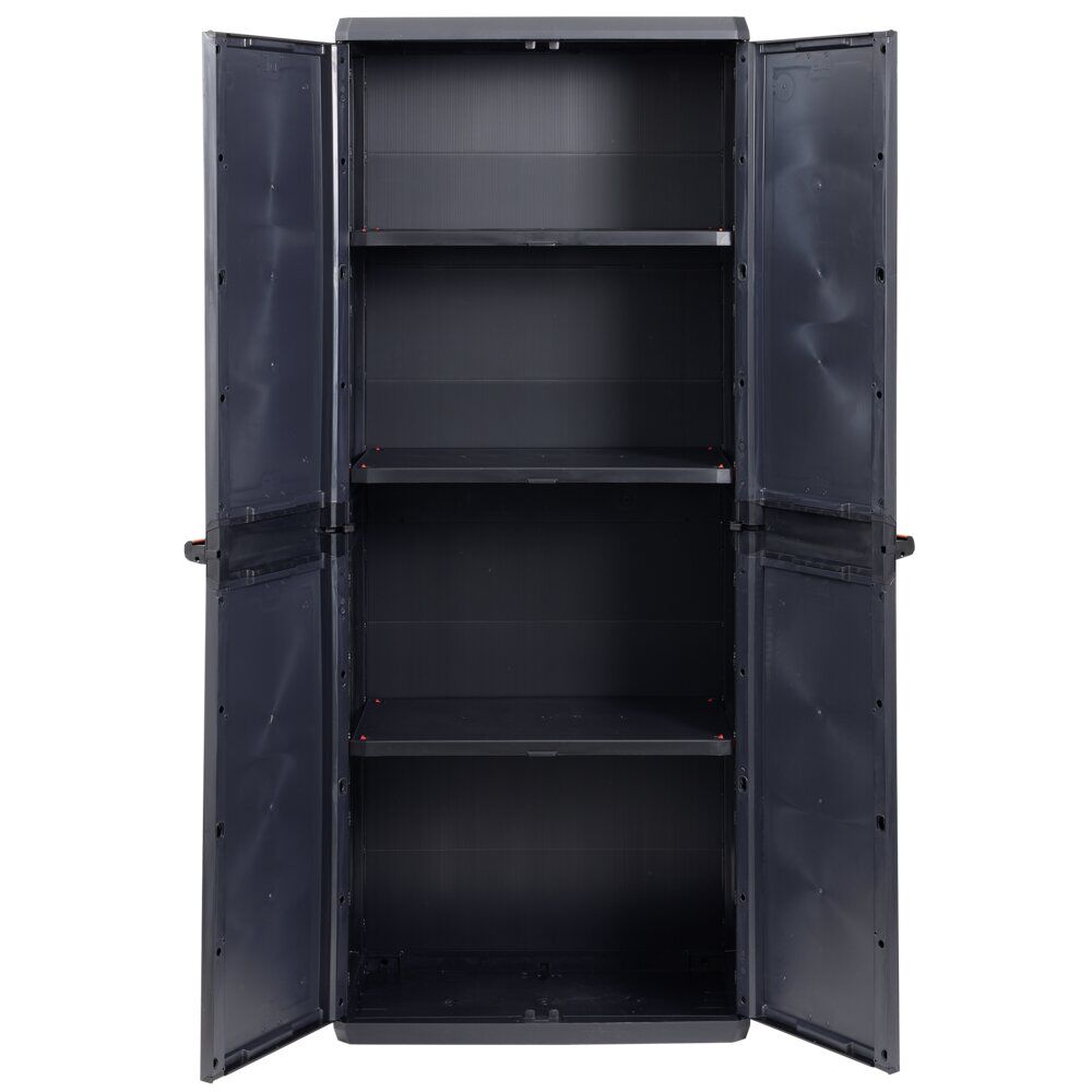 Armoire haute de garage plastique noire 3 tablettes 68x39xH166cm