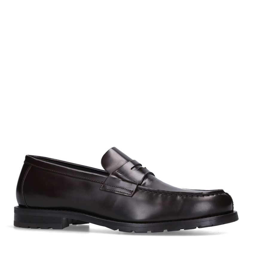 Manfield Bruine leren loafers