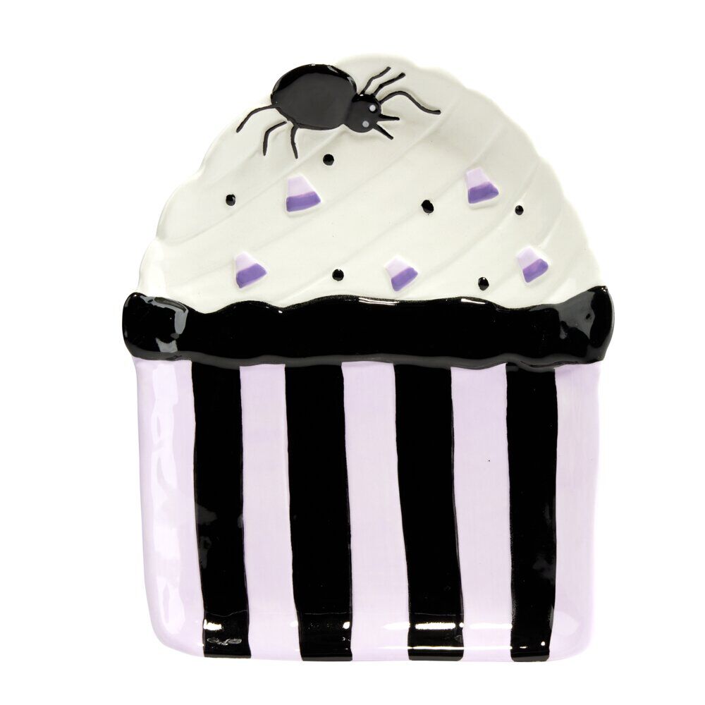 Coupelle Halloween cupcake dolomite noir et blanc 13x17cm