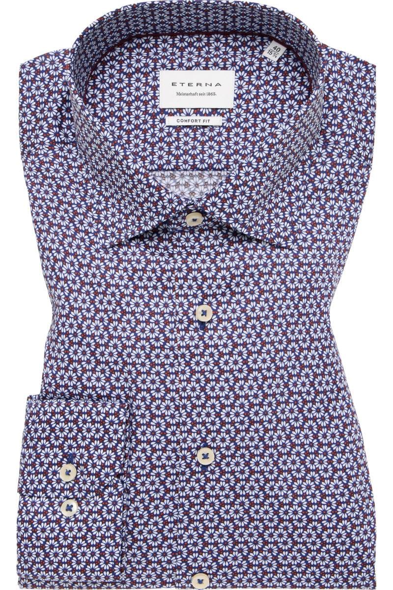 ETERNA Comfort Fit Hemd blau, Bedruckt