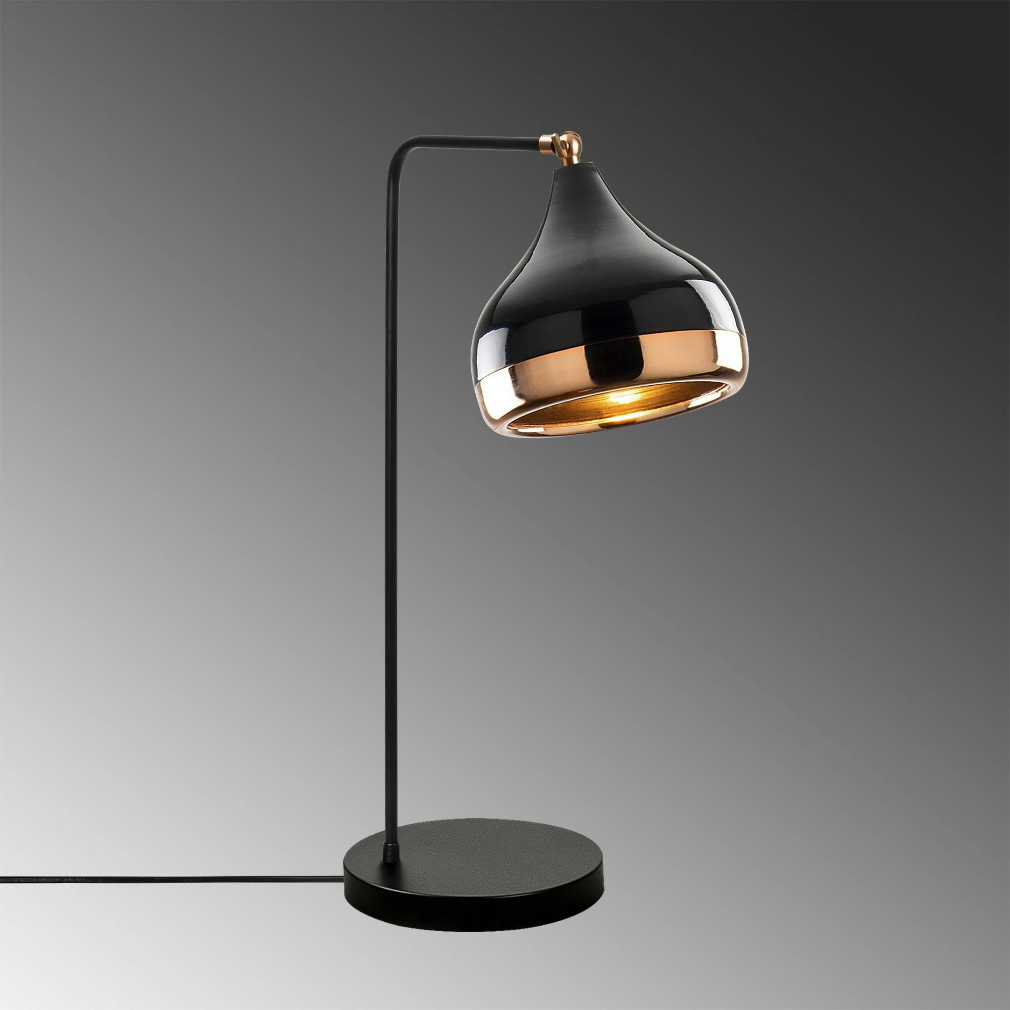 Lampe à poser design noir & cuivre, abat-jour orientable SILE