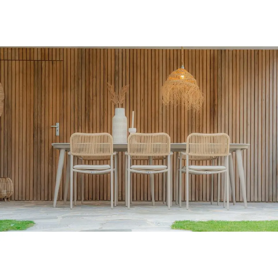 Tuinset 6 personen 240 cm Aluminium/rope Taupe Coco Penya/Vienna