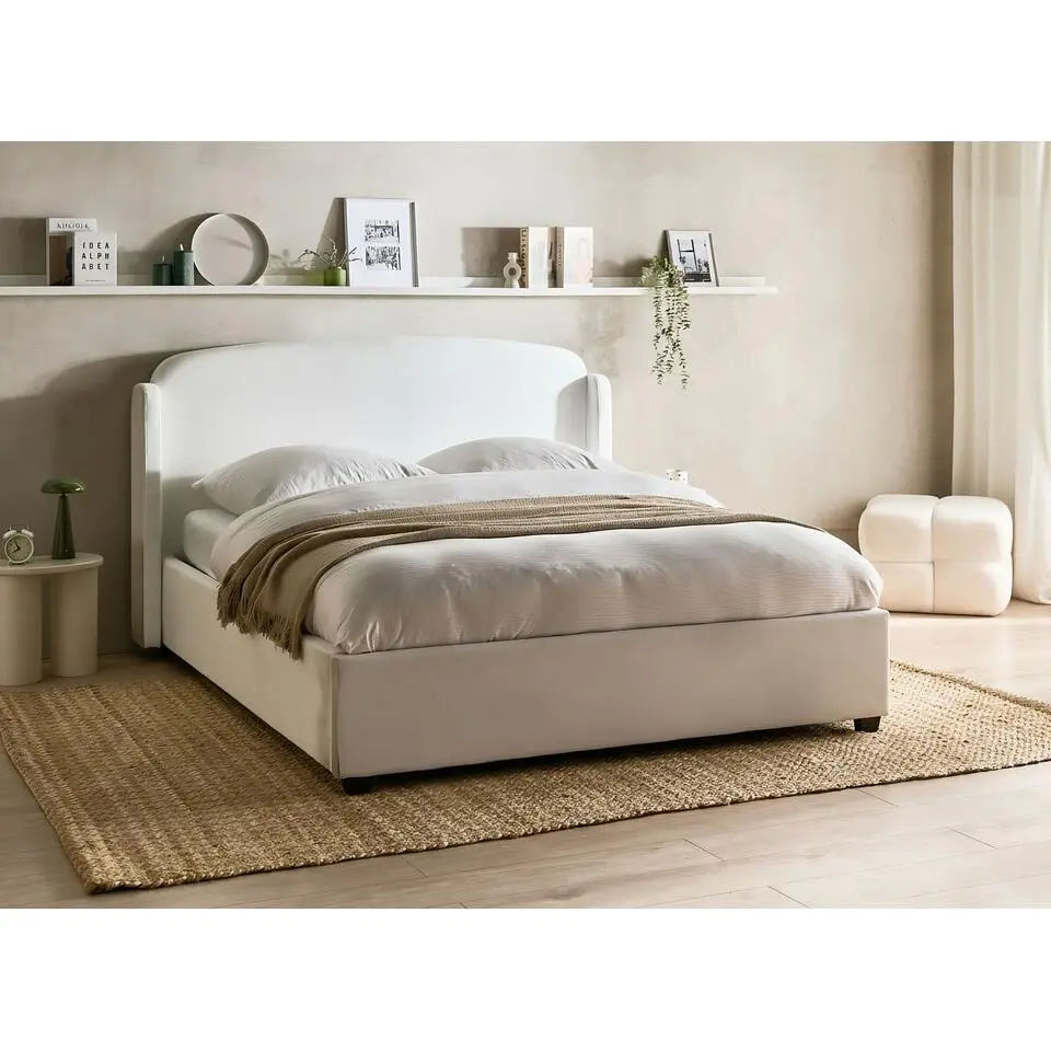 BERNAY - Bed opbergruimte - Gebroken wit - 160 x 200 cm - Polyester
