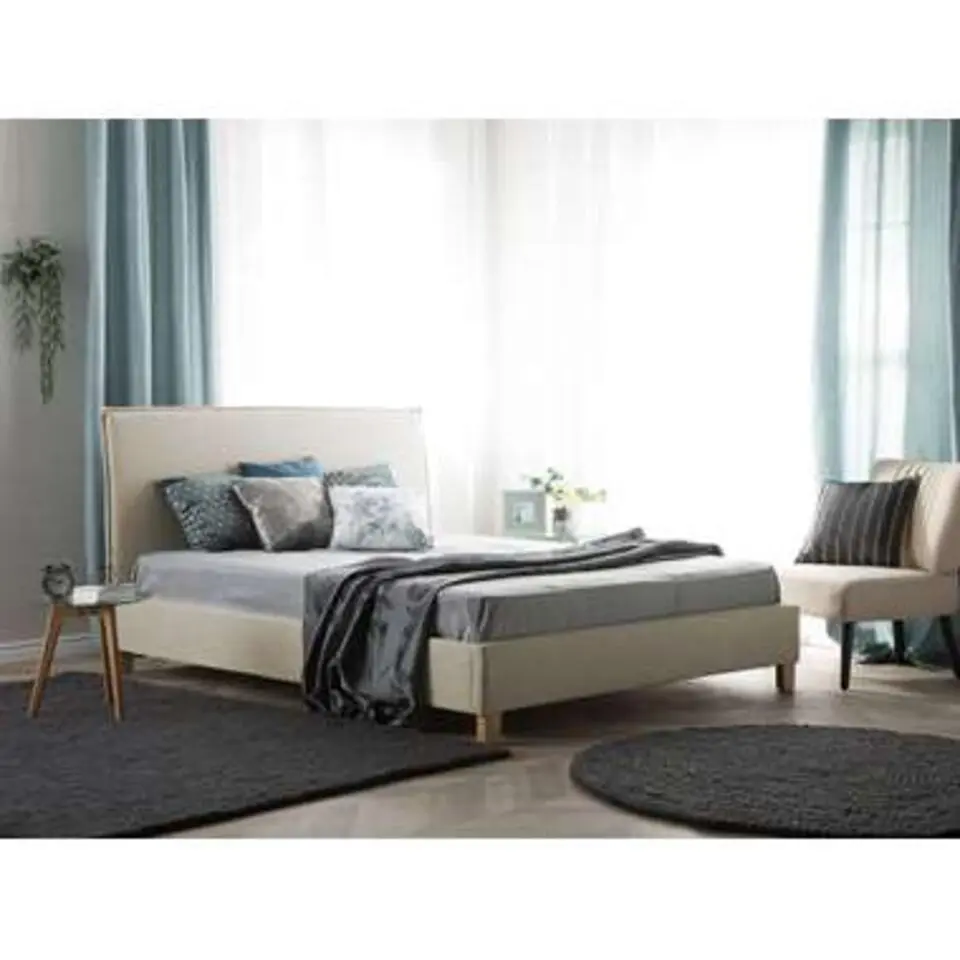 SENNEZ - Tweepersoonsbed - Beige - 160 x 200 cm - Polyester