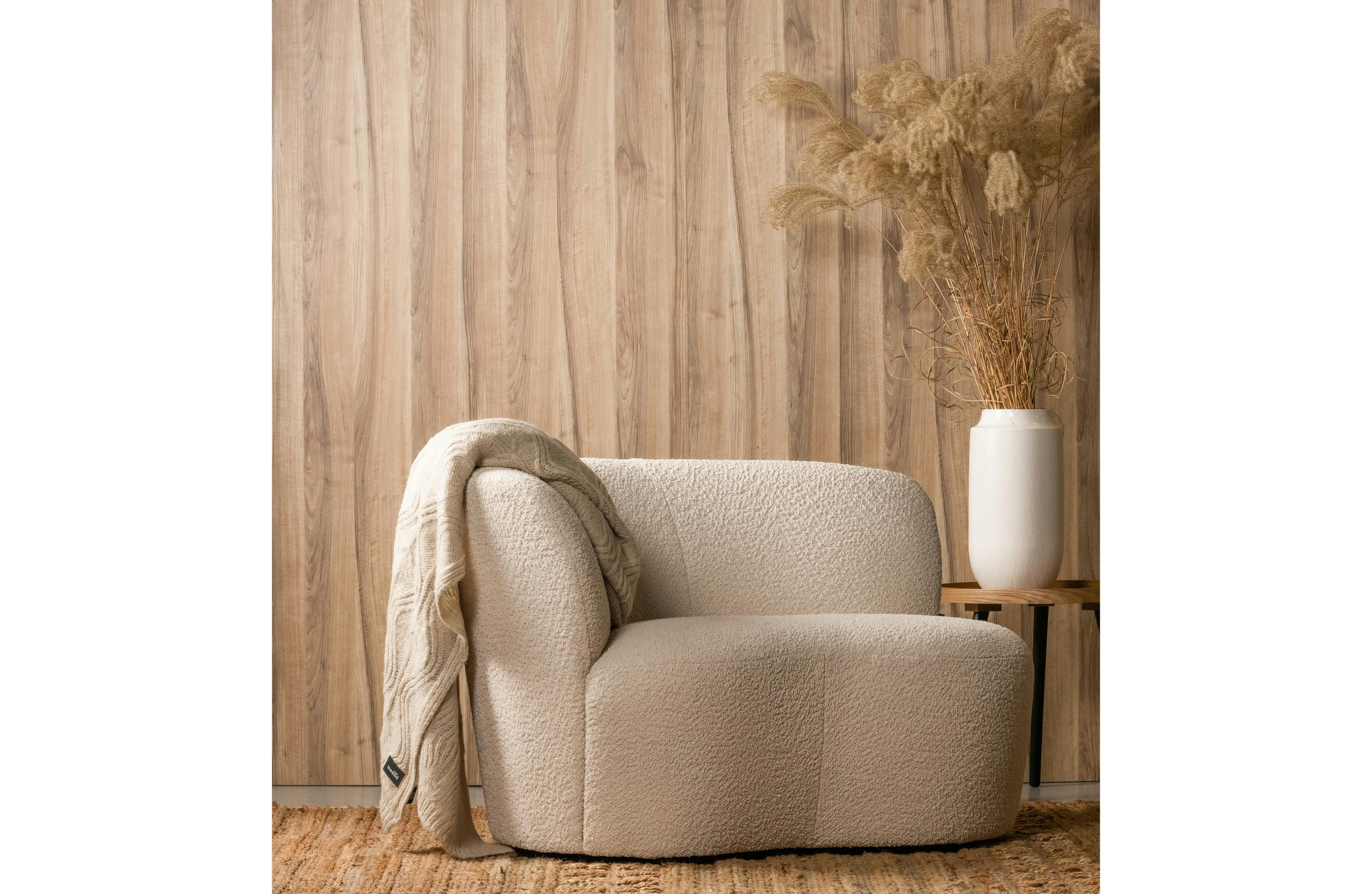 STONE - Canapé d'angle gauche en tissu crème